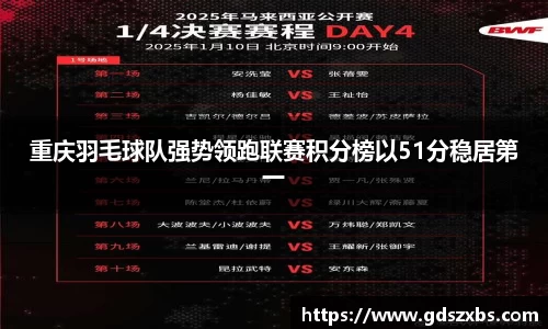 重庆羽毛球队强势领跑联赛积分榜以51分稳居第一